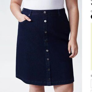 Universal Standard Ang Denim Button Down Skirt Dark Indigo Size Small